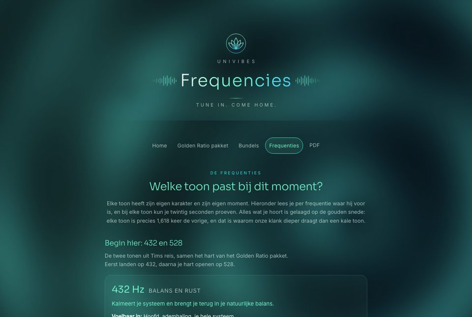 Univibes Frequencies · frequenties